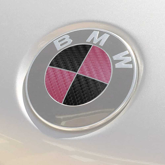 BMW Emblem Logo Overlay Decal Roundels (Pink/Black Carbon Fiber) —  BocaDecals