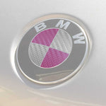 BMW Emblem Logo Overlay Decal Roundels (Silver/Pink Carbon Fiber ...